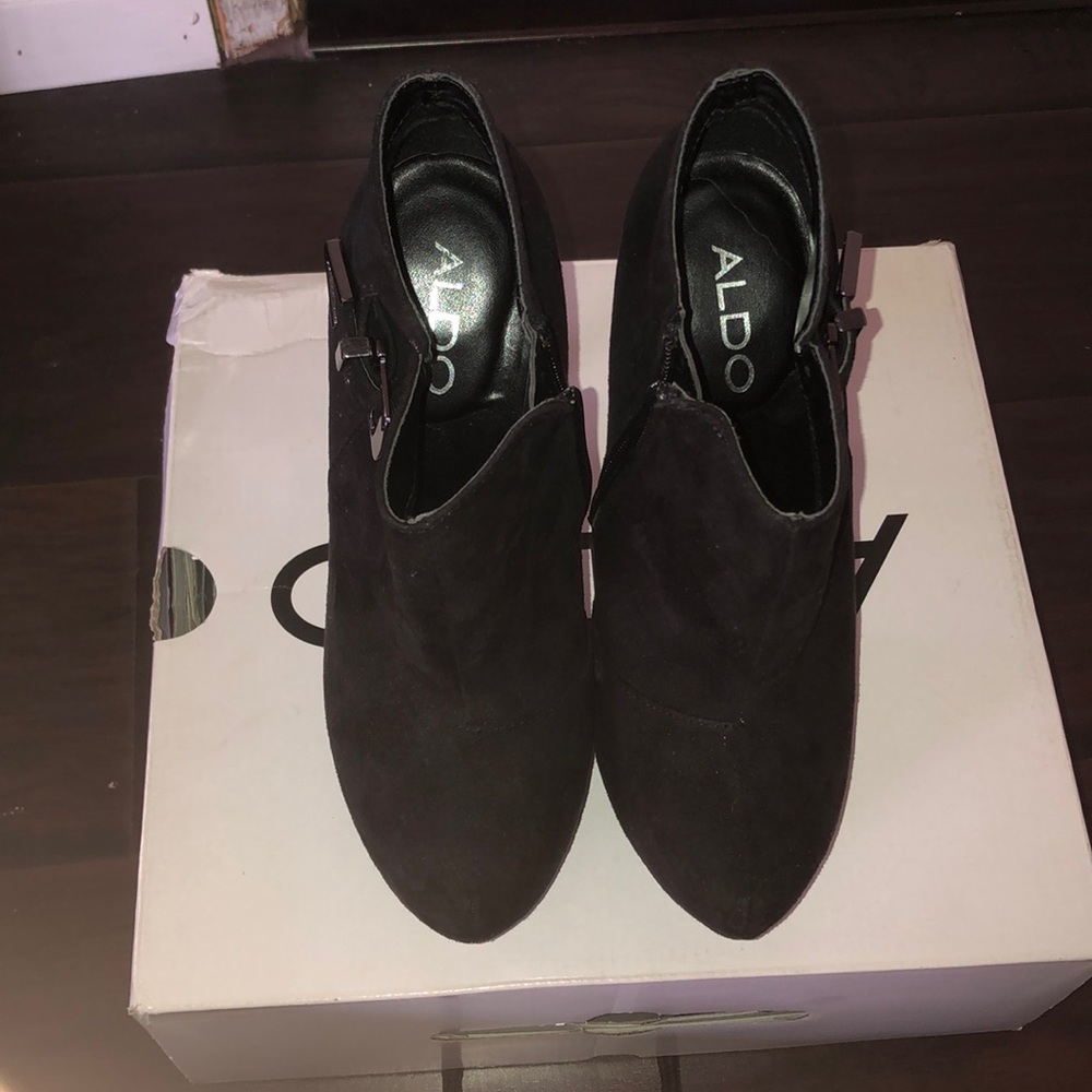 AlDO Black Ankle Booties Heels - Picture 3 of 8